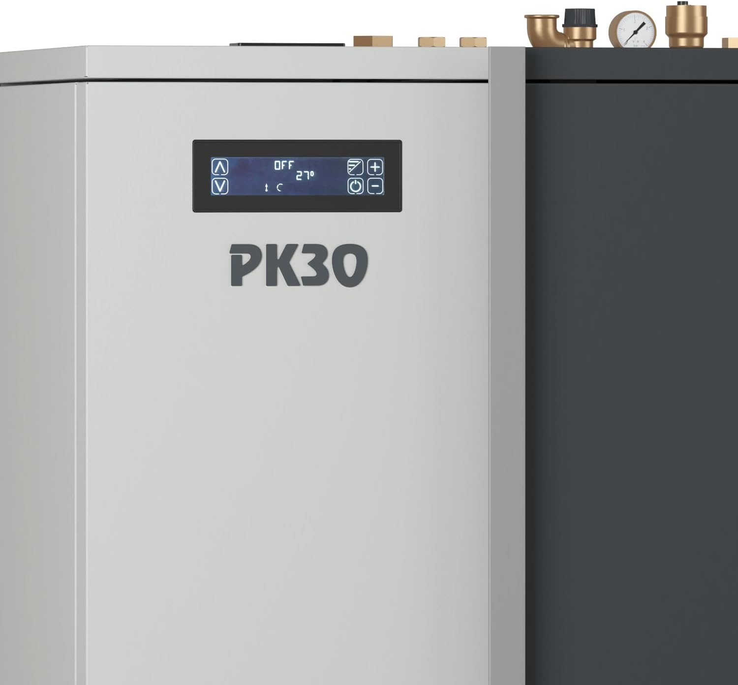 Close-up of the Extraflame Caldaia PK 30 control panel