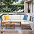 Greesum 5 Piece Outdoor Acacia Sofa Waterproof Cushions and Table, Padded Patio Conversation and Chairs Set for Garden, Backyard, Poolside, Beige