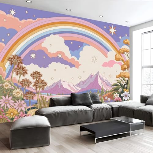Papier peint montagnes arc-en-ciel pour transformer le salon en cocon