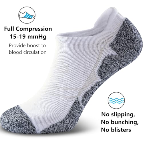 Image of CWVLC No Show Sports Compression Socks for Men Women with Cushion (4 /8 Pairs)