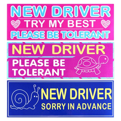 Image of 3pcs New Driver Magnet for Car, Please Be Patient Student Driver Magnet, Learner Safety Warning Stickers, Funny Reflective Magnetic Bumper Signs for Novice & Teen Driving Gifts