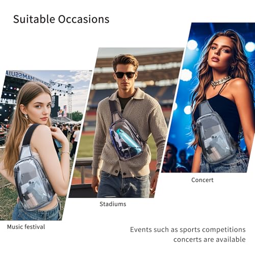 TINYAT Clear Sling Bag Stadium Approved Transparent Bag Crossbody Casual Shoulder Chest Bag for Men Women,T90602