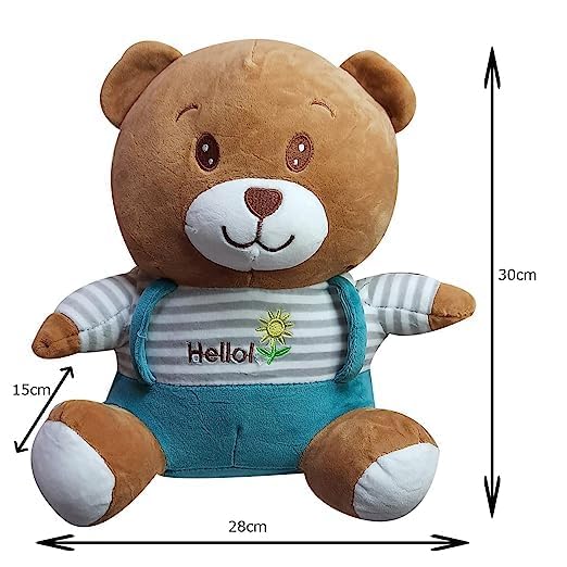 Image of HUG 'n' FEEL SOFT TOYS - Hello Teddy 25cm Soft Toy Plush Toy | Big Stuffed Animal | Ultra Soft, Huggable & Cuddly Gift for Kids, Girls, Boys | Perfect for Birthday, Valentine's Day