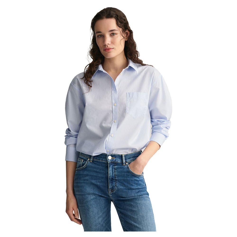 GANT Damen Hemd Relaxed Fit Hemd aus blauer Popeline Product Description
