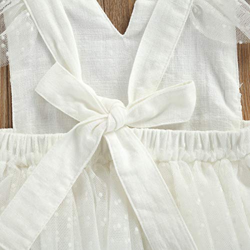 Image of Newborn Baby Girl Romper Lace Tutu Dress Bodysuit Ruffle Sleeveless Jumpsuit with Headband Summer Outfits