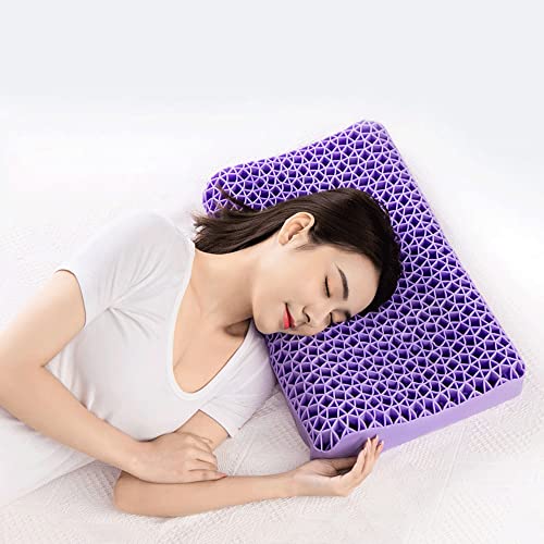 Image of Neck Pillow Ventilated TPE Soft Pillows Bed Pillows, Used to Relieve Neck Pain Purple Bed Pillows for Sleeping Pillows for Sleeping Professional Pillow (Color : 17.3 * 9.4in)