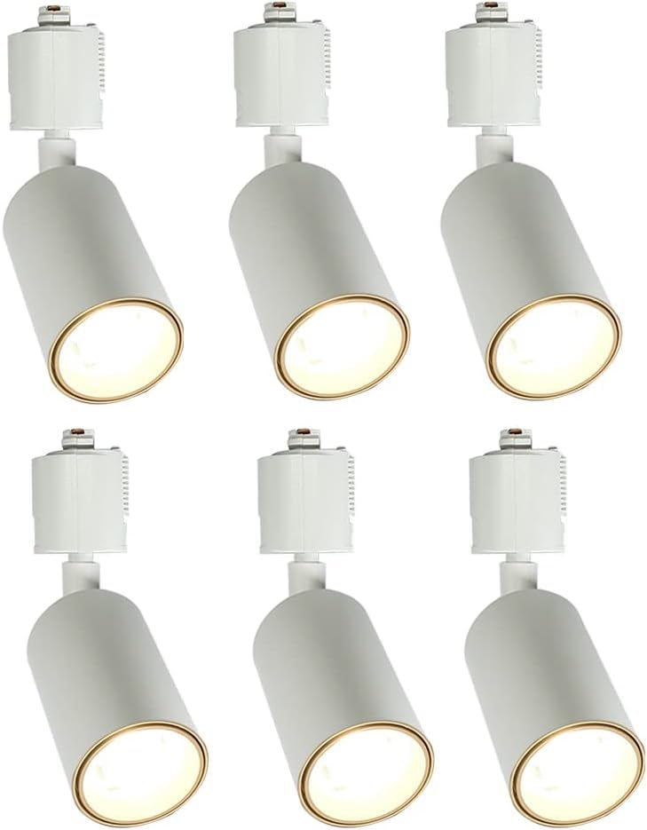szbritelight ライティングレール用スポットライト 一体型 LED内蔵式 ledスポットライト 間接照明 40W形相当 消費電力4.6W 450lm 電球色 3000K ダクトレール用照明器具 レールライト COB 高演色Ra92+ 角度調節可能 取付簡単 リビング 寝室 インテリア 店舗 6個セット (ホワイト, 電球色)