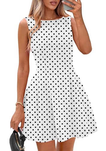 Image of IWD Womens Summer Sleeveless Mini Dress 2026 Elegant Classy Boat Neck A Line Cocktail Party Short Dresses