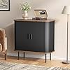 31w storage cabinet fluted sideboard buffet cabinet with storage console table credenza with tambour slatted sliding doors accent cabinet for living room kitchen entryway black  urban country home decor