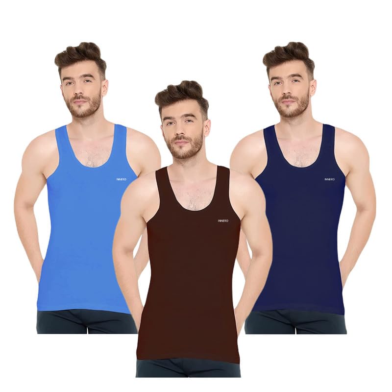Men's Cotton Vest, Sleevless, Round Neck, Baniyan, Ganji, Undershirt (Multicolor)-image-5