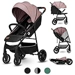 LIONELO Zoey Kinderwagen Buggy bis zu 15 kg, XXL-Verdeck mit Sonnenschutz, Liegeposition, Fußstützenverstellung, EVA Schaumstoffräder, Moskitonetz, zusammenklappbar Rosa