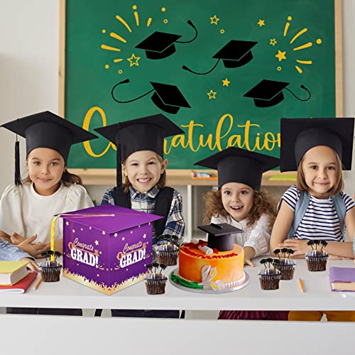 Image of Outus 2026 Grad Card Box with Tassel Congrats Graduation Cap Card Holder for Graduation Gift Box Party Supplies(Purple,Stylish)