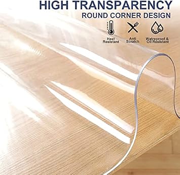 Large Clear Hardwood Floor Protector - Transparent PVC Desk/Chair Mat, 1.5mm Thick Waterproof Rectangle PVC Vinyl Plastic Rug, Easy to Clean, 32 40 48 56 64 72 80 88 96 104 112 120 128 136 144 152 i