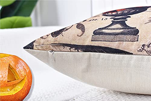 Rabuit Halloween Throw Pillow Covers 20X20 Set Of 4，Halloween Owl Crow Pumpkin Skull Fall Pillow Cases For Sofa Couch Living Room((Halloween 4 Set, 20"X20") #TOP3