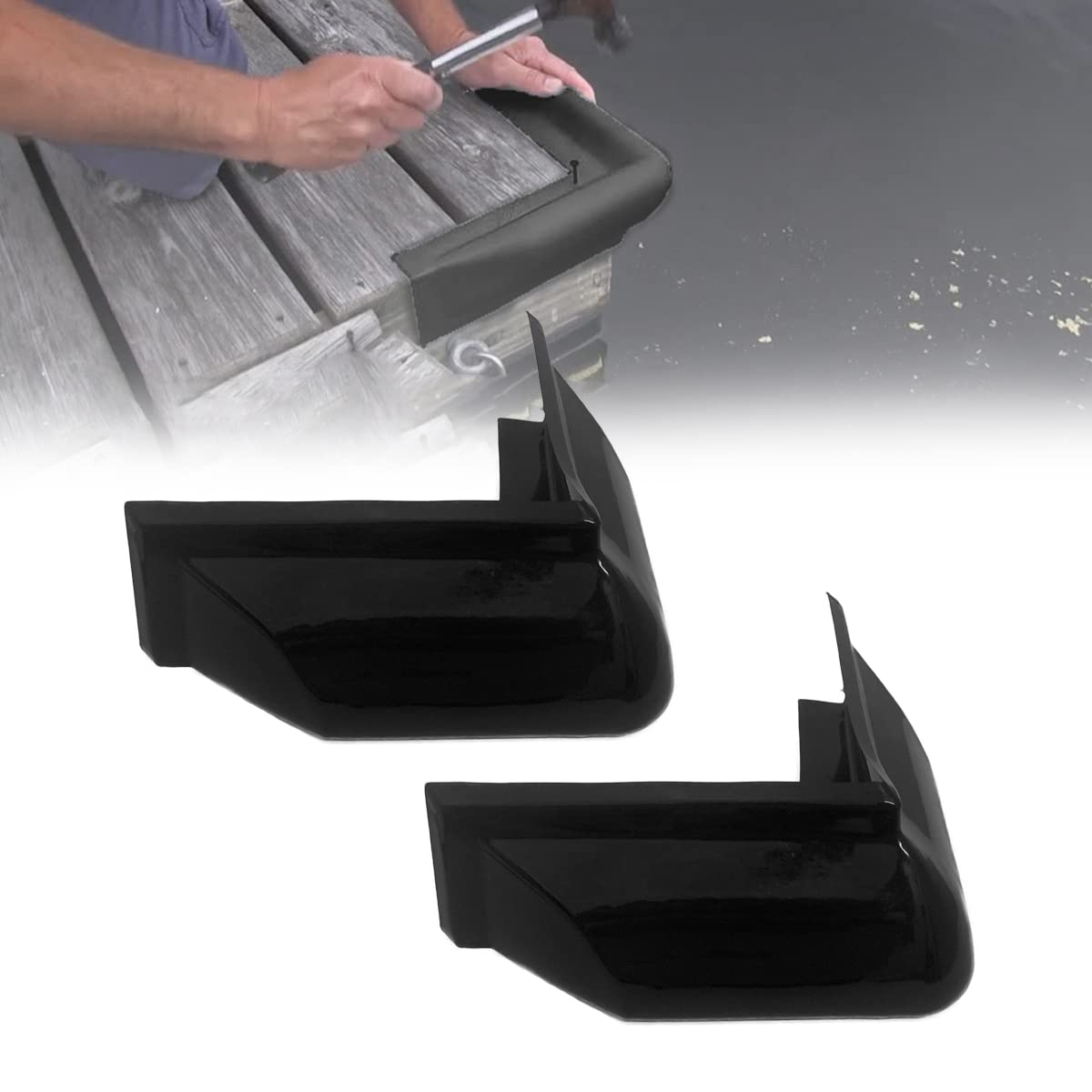 90-Grad-Vinyl-Dock-Eckstoßstange - Dock-Eckschutz für Boot Marine, 9" L x 9" B x 5" H, 2 Stück