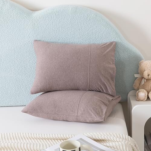 Image of H HOUSEHOLD 2-Pack Pillowcases 100% Cotton Knit Envelope Style, Ultra Soft Breathable Standard 13x18 Inch Pillow Cover, Machine Washable Coffee