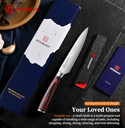 KEEMAKE Kitchen Utility Knife, 5 Inch Paring Knife, Ultra Sharp High Carbon Stainless Steel, Tomato Knife for Fruit and Vegetable Cutting with Ergonomic Handle, Chef Knife for Kitchen