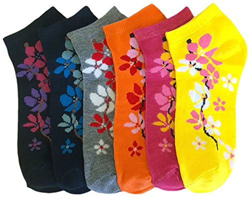 Image of ToBeInStyle Pack of 6 Printed & Solid Low Cut Ankle Socks - Kid's & Adults