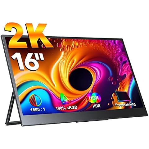 UPERFECT Monitor Portátil 2K, Monitor Portátil Pantalla de 16 Pulgadas con Pantalla IPS de 2560 * 1600 1500:1 Contraste Mini HDMI Cover