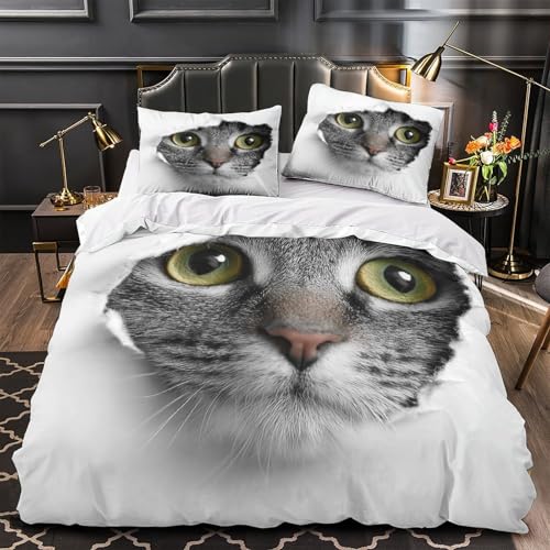 Parure de lit chat 3D microfibre de qualité supérieure king size ultra douce - 4