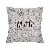 Husandy Throw Pillow Covers Geometry Formulas Math Theory and Mathematical Formula Equation Doodle Handwriting Icon in White Pillow Case 18x18 Inch Cushion Cover for Home Party Decor