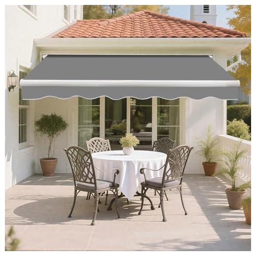 Green Bay 3 x 2.5m DIY Patio Retractable Manual Awning Garden Sun Shade Canopy Gazebo Grey with Fittings and Crank Handle