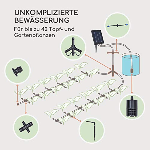 Blumfeldt Greenkeeper Solar Bewässerungssystem, inkl. Solarpanel, Batterie: 1.500 mAh, umweltfreundlich, für bis zu 40 Pflanzen, Partikelfilter, Fließgeschwindigkeit: 2 l/min, einfache Installation