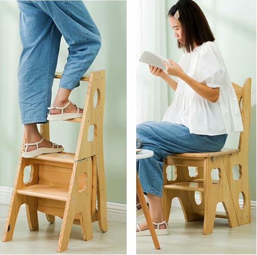 Échelle pliante portable en bois robuste et marchepied modulable - 5