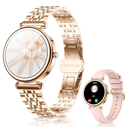 Smart Watch da logio Fitness Tracker da 35mm con Chiamate Frequenza dello Stress Oltre 110 Modalità Sport per Android e iPhone donna bluetooth rosa oro