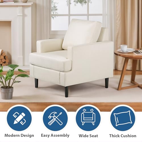 Sillón plegable tela lino Beige miniatura 6