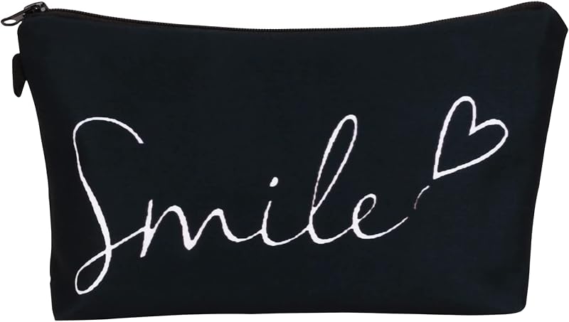 Necessaire de maquiagem Aiphamy Smile em poliéster, fechamento com zíper