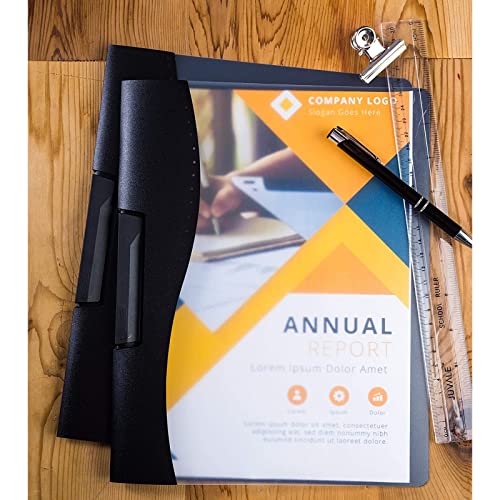 10 Pack Clear Report Covers With Sliding Bar And Swing Clip For Letter Size Documents, Presentation, Resume, Proposal, Classrooms, Holds 30 Sheets (Black, 9 X 11 Inches) #TOP1
