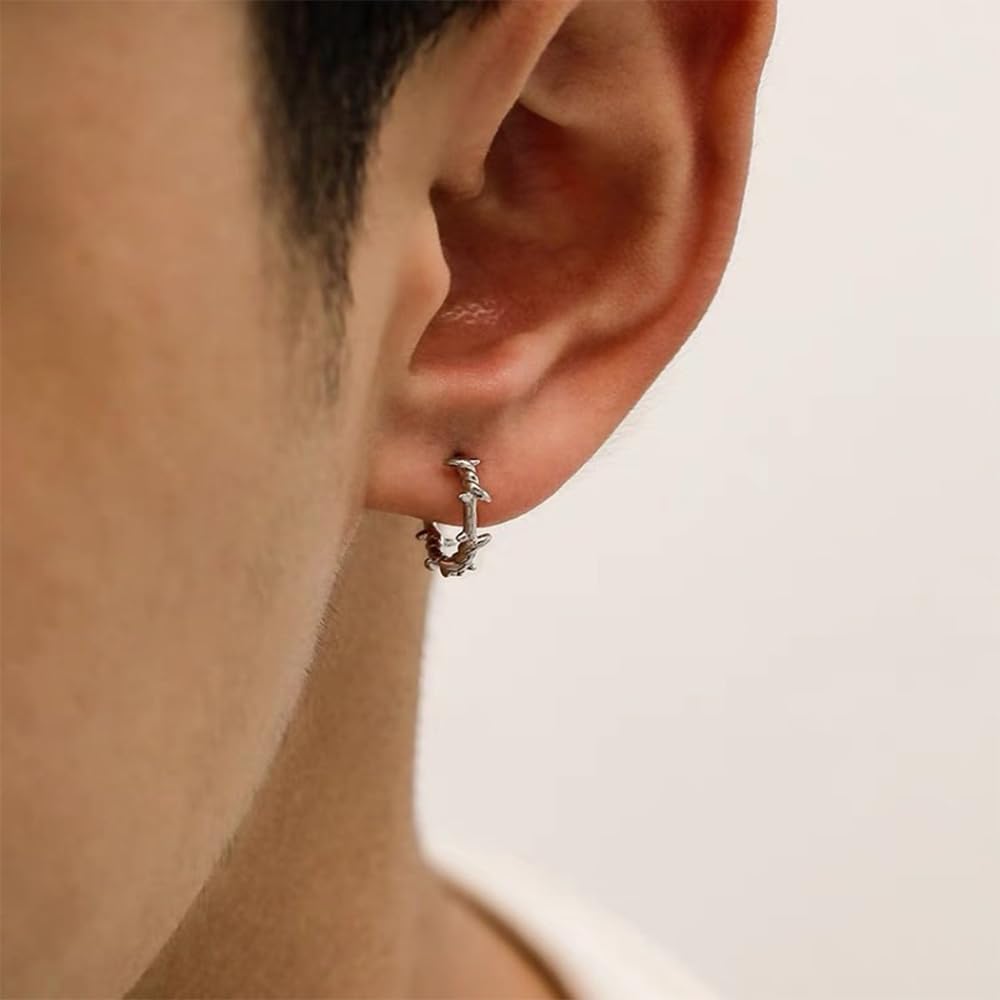 Gothic Earrings Set Y2K Heart Spike Stud Gothic Star Hoop Emo Punk Grunge Thorn Earrings Christmas Jewelry Gift - Image 6