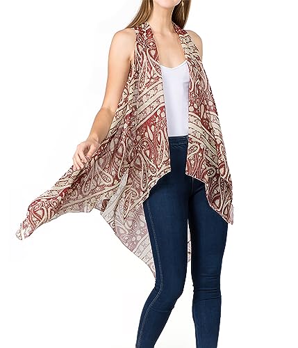 Image of Scarfand's Women's Sheer Open Front Lightweight Sleeveless Long Duster Cardigan Vest
