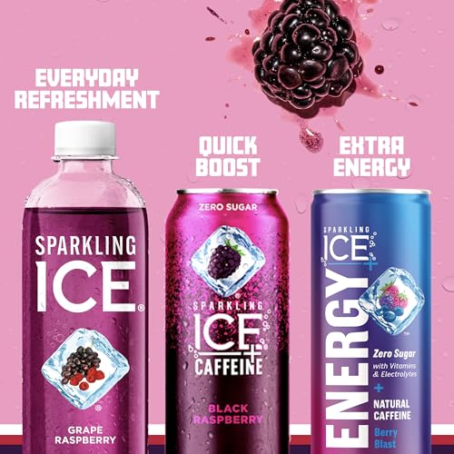 Image of Sparkling Ice, Grape Raspberry Sparkling Water, Zero Sugar Flavored Water, with Vitamins and Antioxidants, Low Calorie Beverage, 17 fl oz Bottles (Pack of 12)