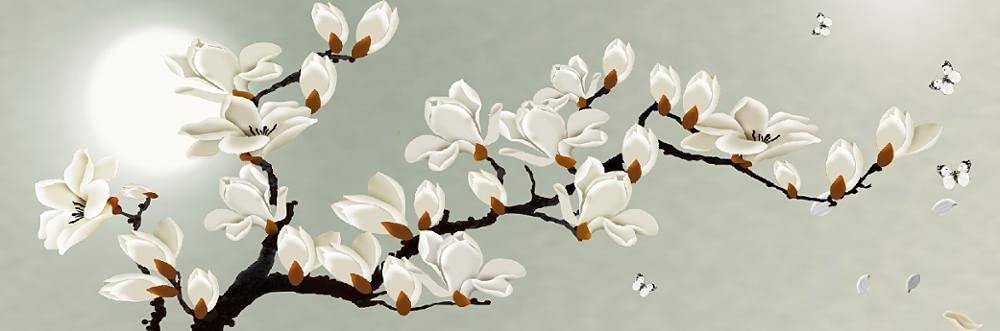 Art de Cristal Diamant Complet Magnolia 5D, tableau mural grand format pour salon