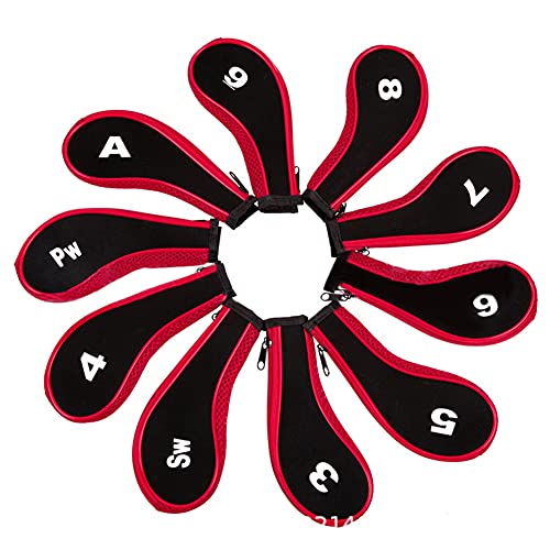 12 Stück Golfkopfabdeckung aus Neopren, Golfschlägerabdeckung mit Reißverschluss und Zahlenetiketten Cover