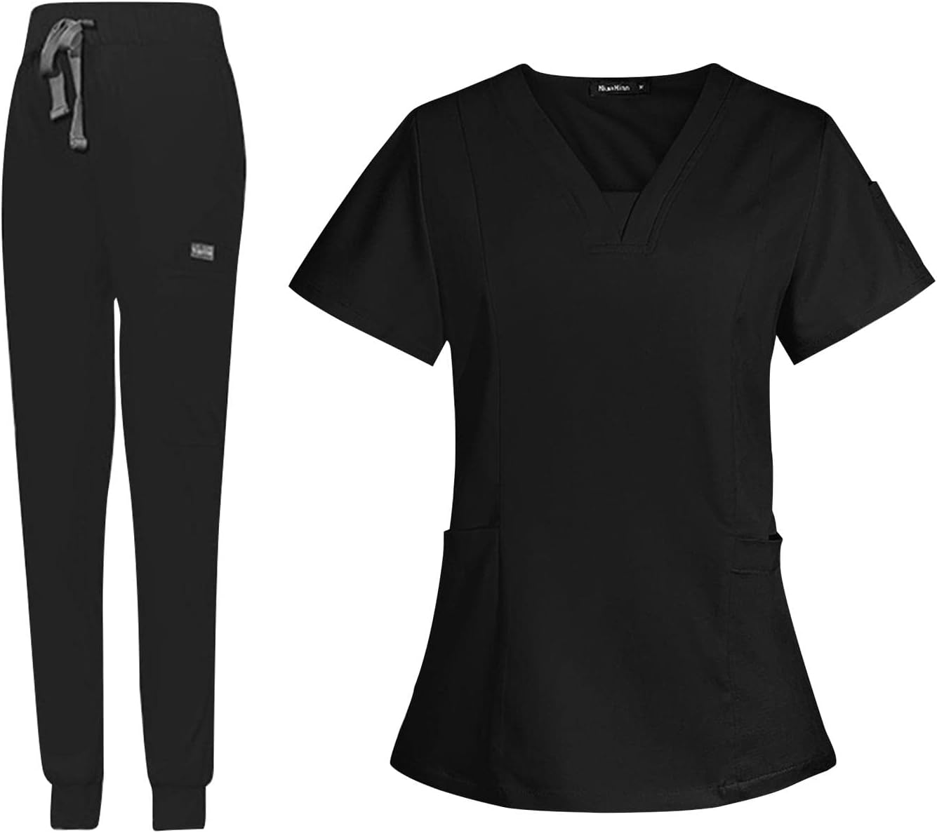 – Female Scrub Set, Durable Short Sleeves v Neckline Top and Pants Work Clothing