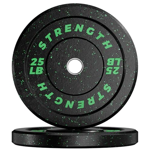 GIKPAL Bumper Plates, Olympic Weight Plates Set 2-inch Rubber Weights for Barbell,25lbs Set of 2