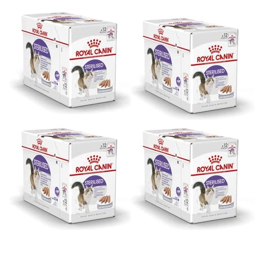 ROYAL CANIN Sterilised Mousse | Pack de 4 | 4 x 12 x 85 g | Alimento Completo para Gatos Adultos | Comida húmeda Especialmente desarrollada para Gatos esterilizados a Partir de los 12 Meses