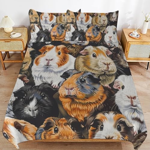 Juego de funda de edredón infantil de conejillo de indias microfibra suave cama 2