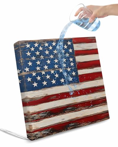 2 Pack Farmhouse American Flag Waterproof Cushion Covers with Ties, Outdoor Patio Chaise Lounge Chair Seat Cushion Slip Covers Replacement(Only Cover) Blue Red USA Flag Vintage 24