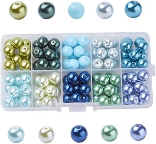 COHEALI Kit De Kits De Miçangas 200 Peças Colares De Miçangas Joias Contas Roupas Contas De Pérolas Contas De Pérolas Falsas Contas De Vidro Contas Tingidas Contas Redondas Para