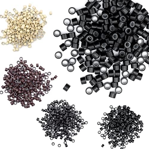Kalolary 2500 Mikroringe Für Haarverlängerungen – 5 Mm Aluminium-Ringe, 5 Farben, Schonend & Rutschfest
