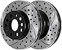 AutoShack PR44281LR Front Drilled Slotted Brake Rotors Black Pair of 2 Driver and Passenger Side Replacement for VW Passat Jetta Tiguan GTI CC Beetle Eos Golf Alltrack Audi Q3 A3 Quattro TT Quattro V6