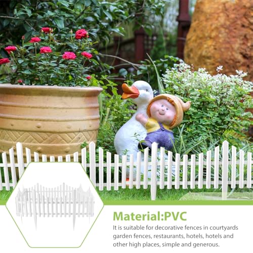 Image of HASTHIP 4Pcs Outdoor Garden Fence Border, 60x33.5cm Garden Edging Fence Decorative, PVC Plastic Garden Picket Fence Panel, White Decorative Fence for Garden, Decorative Fencing for Pathway, Yard