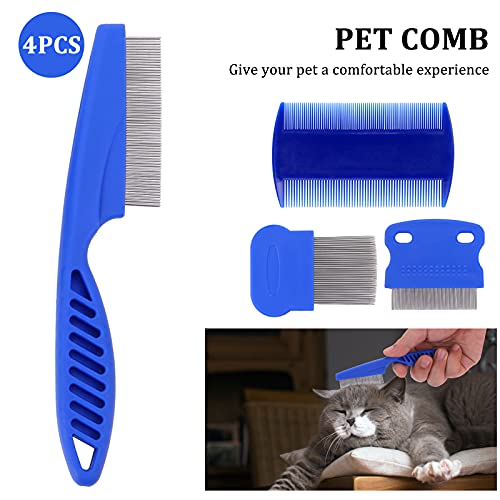 Molain Cat Dog Flea Comb, Pet Tear Stain Remover Comb Set Pet Dog Cat Grooming Comb (4 Pieces) - Image 3