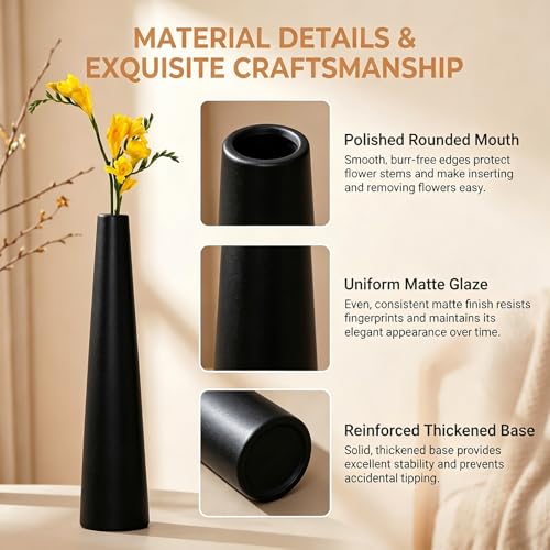 Vase effilé noir pour décoration de table de salon - 4