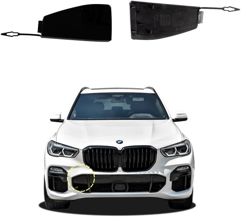 Car Front Bumper Tow Hook Cover Compatible with BMW X5 G05 M Sport M50i 2019 2020 2021 2022 Trailer Cover Cap Without Base 51118092124 51118069237 Towing Eye Cap Black Right Passenger Side