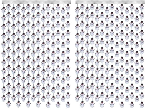 carve ideas 2 Stück Weihnachts-Fransen-Vorhang, Metallic Lametta Türvorhang mit Schneemann Design, Party Dekoration für Weihnachten, Geburtstag, Hochzeit, Foto-Hintergrund (1 x 2 m)